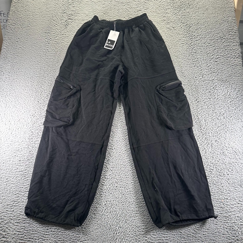 Labijou Sweatpant Womens M Black Cargo Wide Leg Jogger Performance Basketball